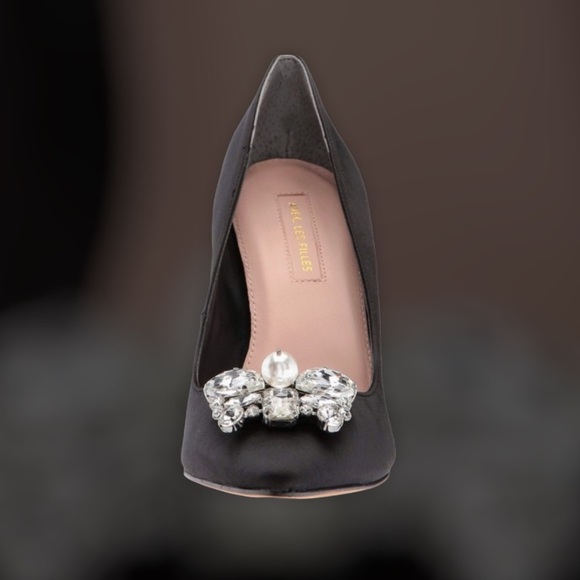 🆕Luxe Black Satin Pump w/Embellished Vamp - Picture 8 of 10